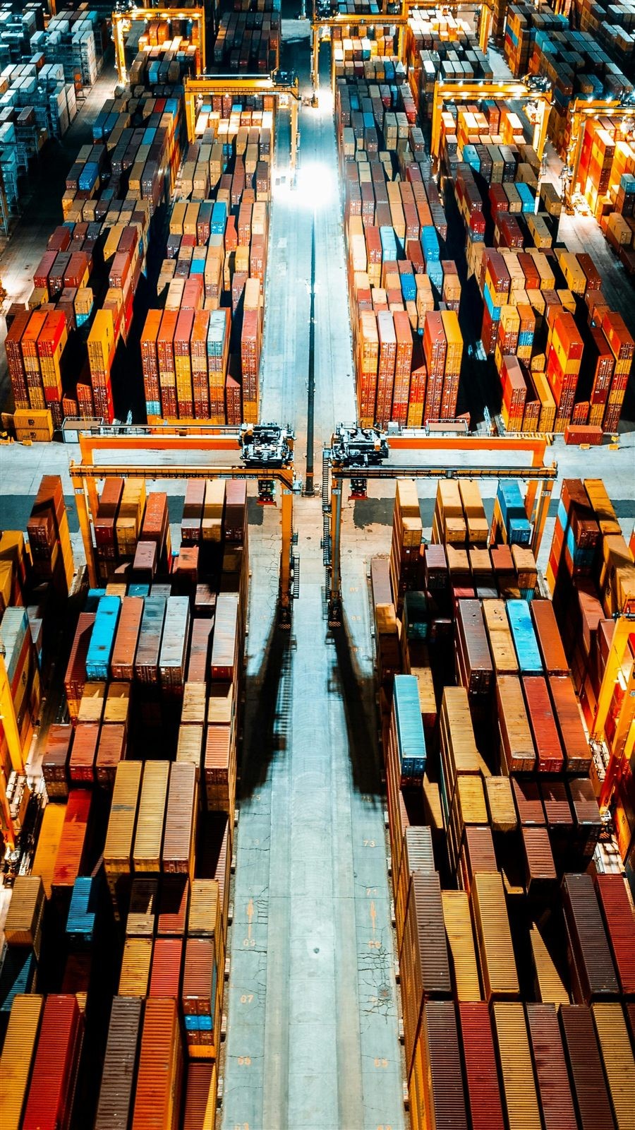 Shipping containers at a global freight terminal — Brantelo B2B orders ship worldwide